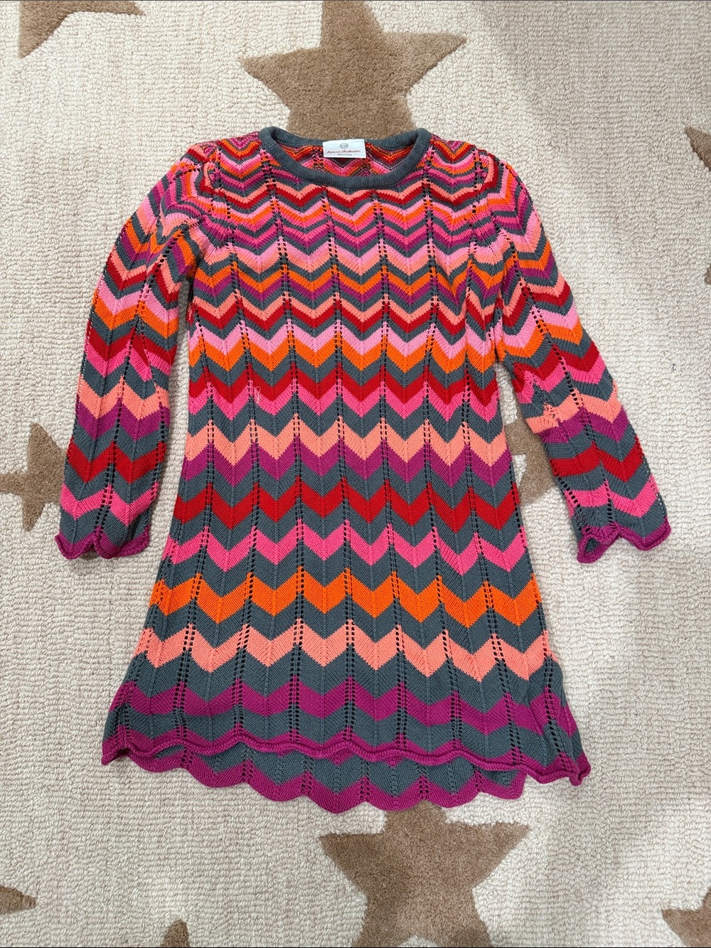 Hanna Andersson Chevron Knit Dress in Pink, Orange & Purple